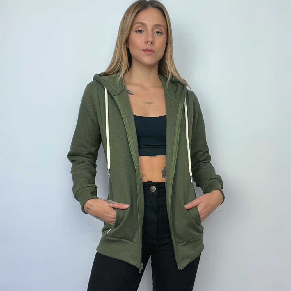 Jaqueta Moletom Aveloz Easy Feminina-Verde Oliva