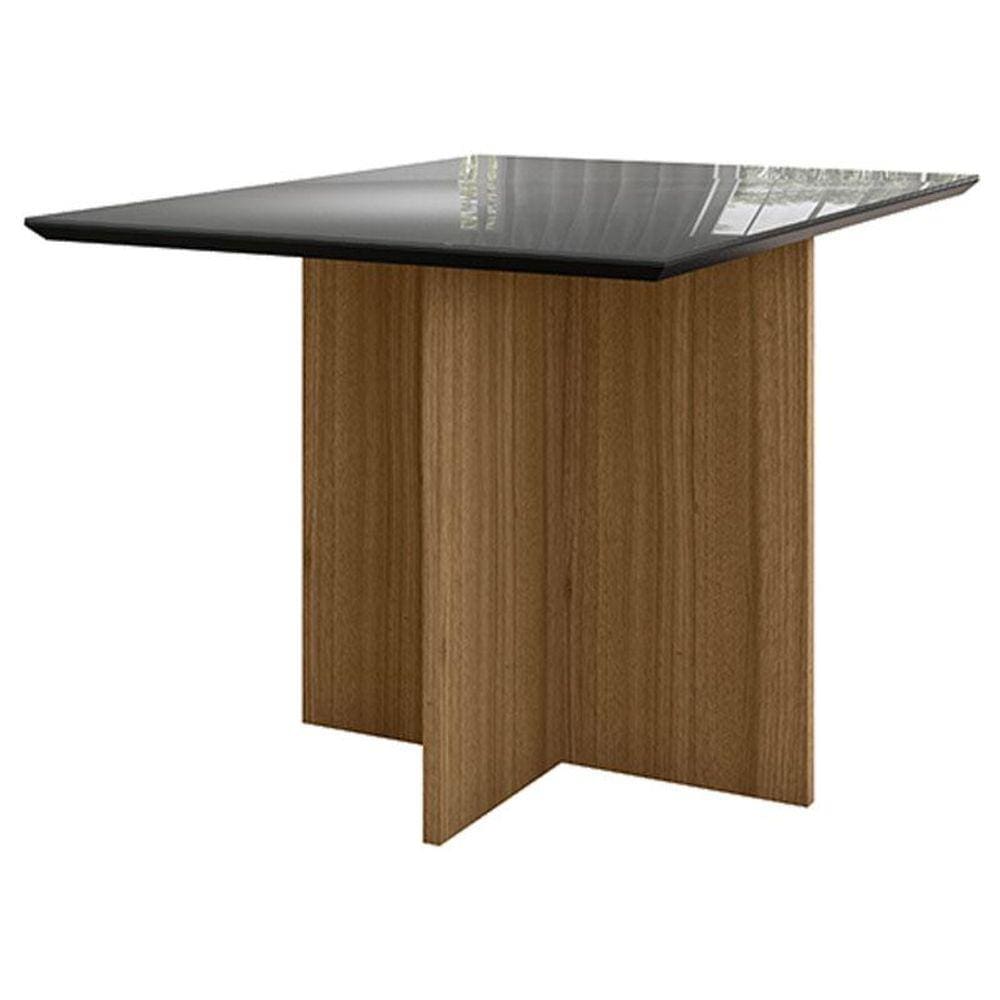 Mesa de Jantar 120cm Helo com Vidro Carvalho Grafite - Poliman