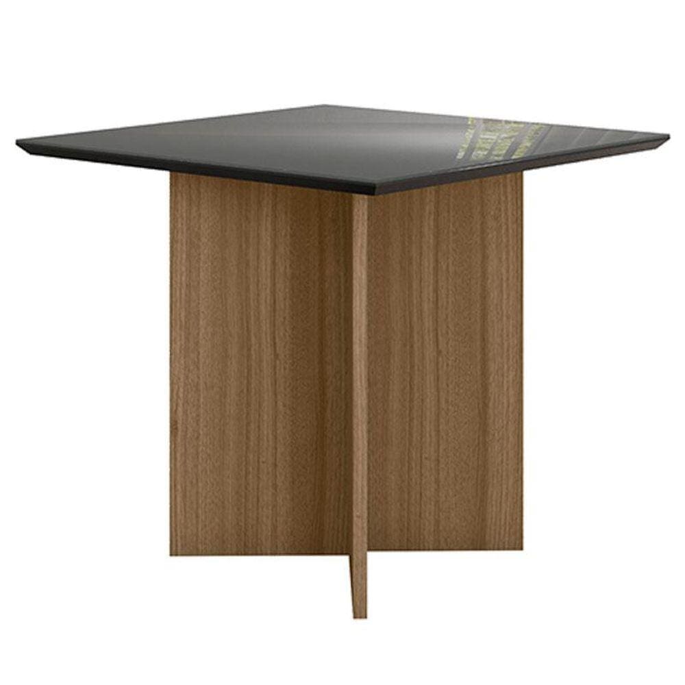 Mesa de Jantar 90cm Helo com Vidro Carvalho Grafite - Poliman
