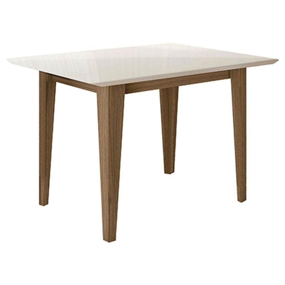 Mesa de Jantar 120cm Kate Carvalho Off White Tampo com Vidro - Poliman