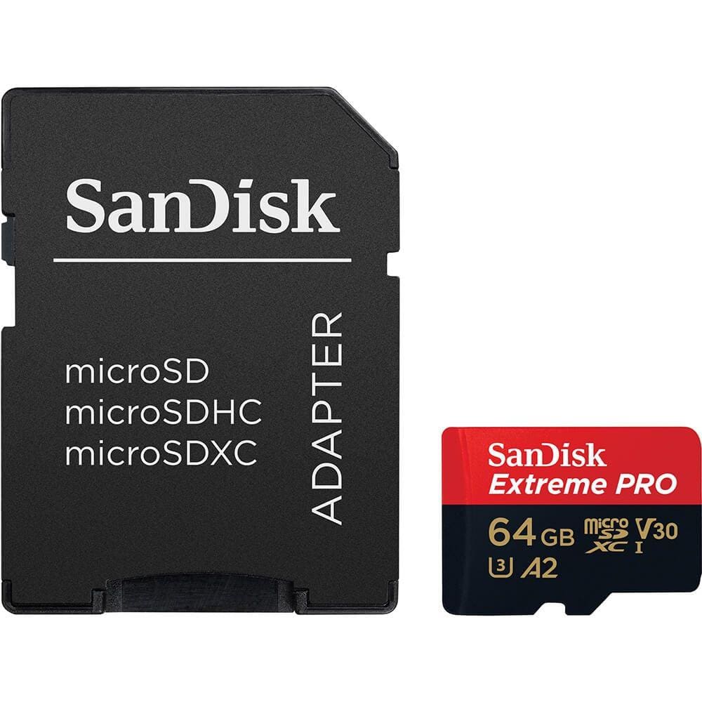 Cartão microSDXC Sandisk UHS-I Extreme PRO 64GB - 200MB/s (com adaptador SD)