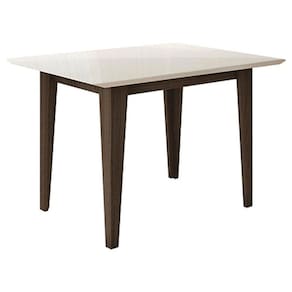 Mesa de Jantar 120cm Kate Amêndoa Off White Tampo com Vidro - Poliman
