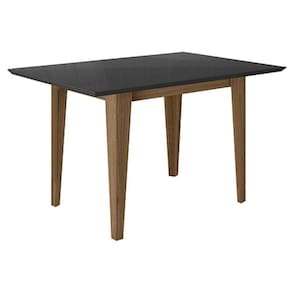 Mesa de Jantar 160cm Liz com Vidro Carvalho Grafite - Poliman