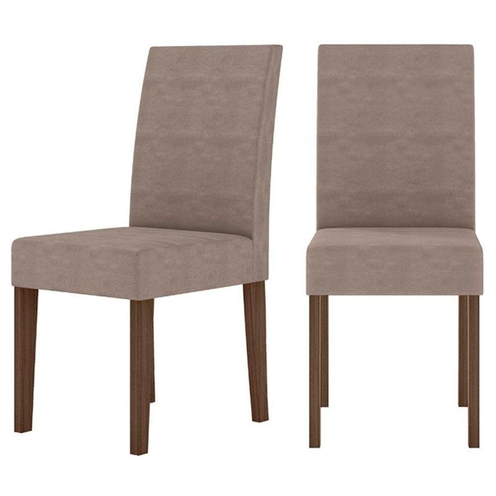 Cadeira para Mesa de Jantar Josi Kit 02 Peças Liso Amêndoa Cappuccino - Poliman