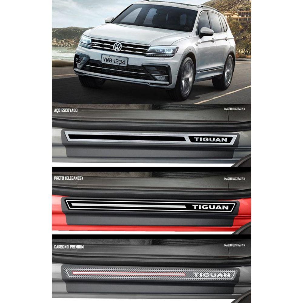 Jogo Soleira Premium Elegance Vw Tiguan - 4 Portas ( Vinil + Resinada 8 Peças )