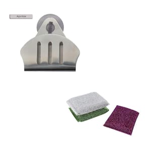 Porta Esponja De Inox Ventosa Concha E 3 Esponjas Anti Risco