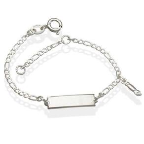 Pulseira De Prata Infantil Chapa Lisa Com Figuinha 12Cm
