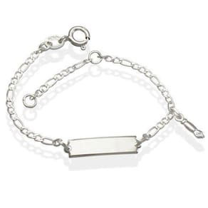 Pulseira De Prata Infantil Chapa Lisa Com Figuinha 12Cm