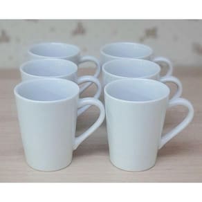 kit Jogo 6 Canecas Cônicas 220ml - Porcelana branca