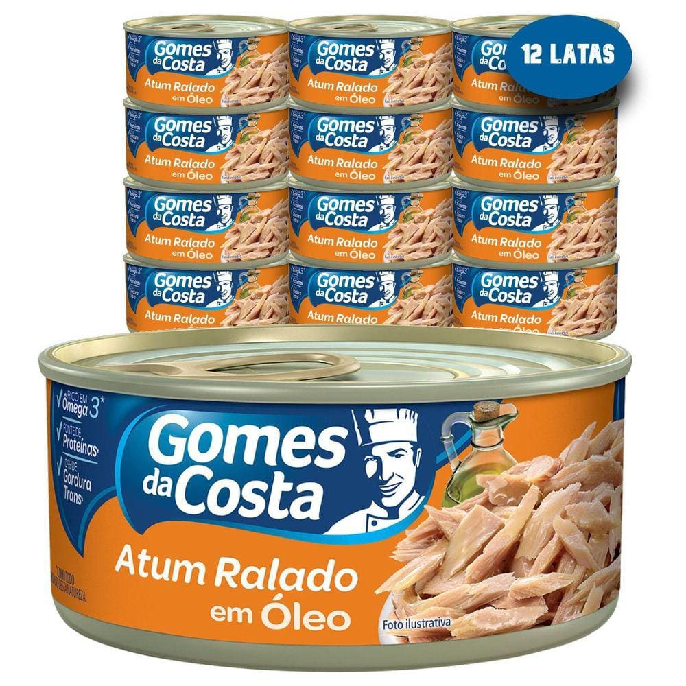 Atum Ralado Em Óleo Gomes Da Costa 170G  12 Latas 
