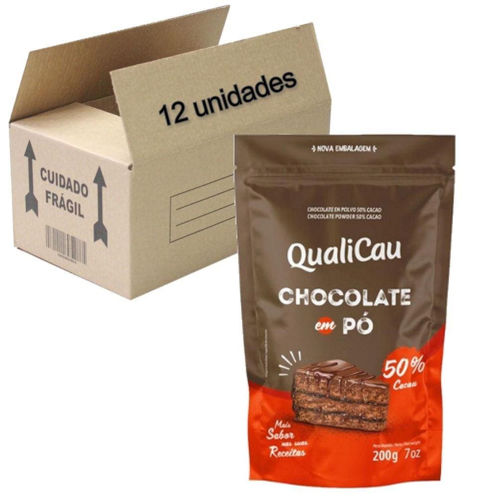 Chocolate Em Pó 50% Cacau Qualicau 200G 12 Unidades