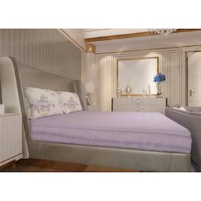 Jogo de Lençol Zono Enxovais Cama Queen 3 Peças Malha 100% Algodão Flores Grandes Lilás
