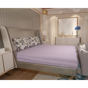 Jogo de Lençol Zono Enxovais Cama Queen 3 Peças Malha 100% Algodão Rosas Bonitas Lilás
