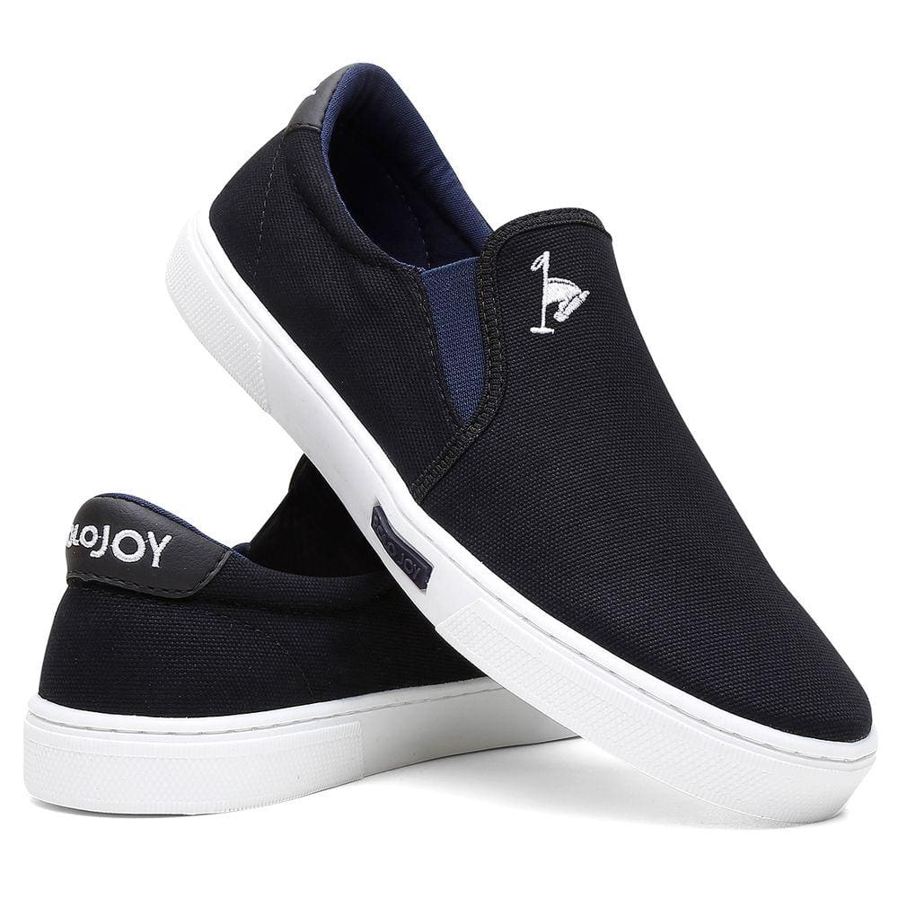 Sapatênis Tênis Slip-On Masculino Polo Joy Calce Fácil Preto