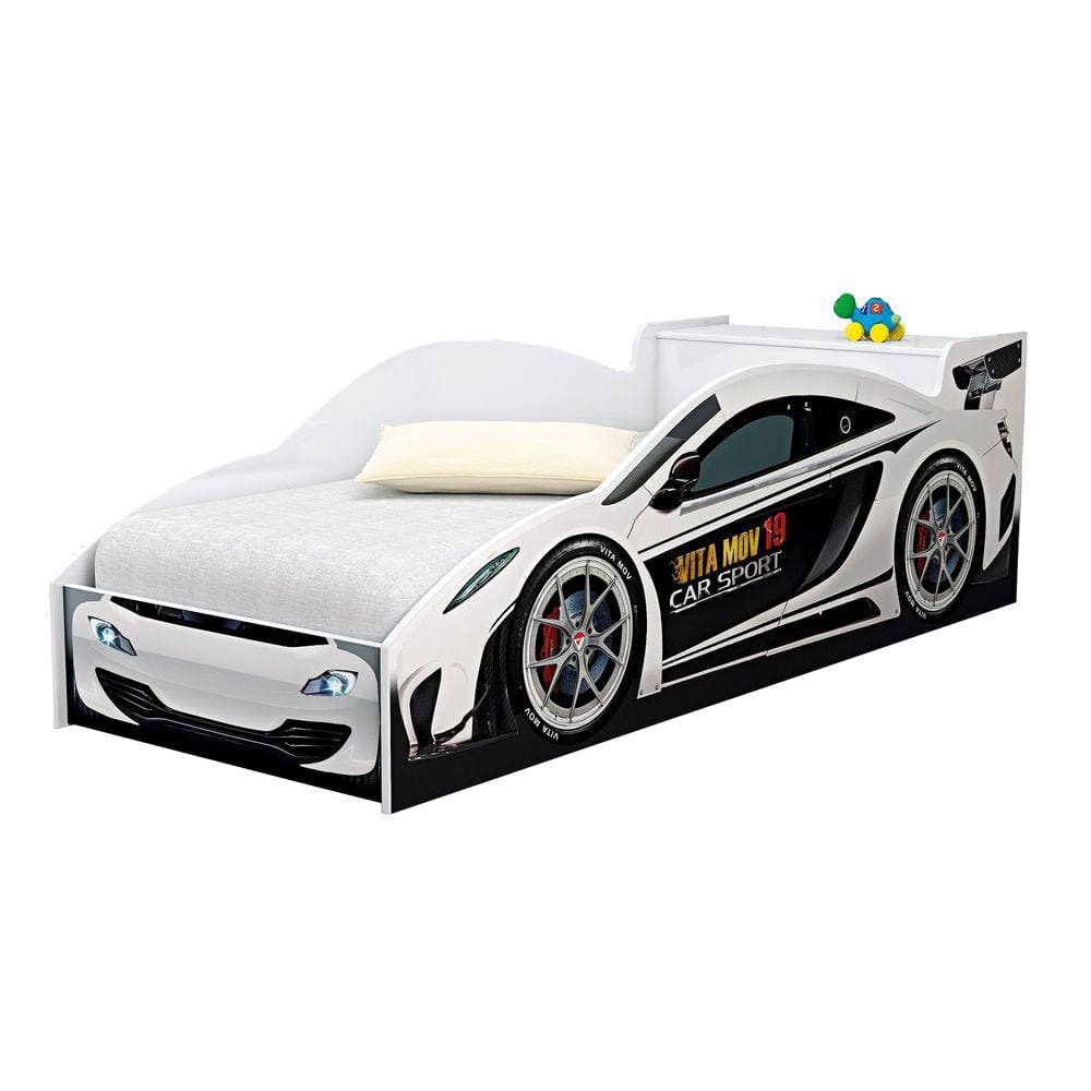 Mini Cama Carro C/ Baú Porta Brinquedos Branco