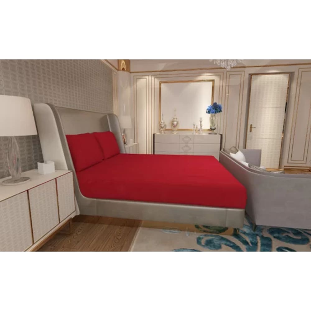 Jogo de Lençol Zono Enxovais Cama Casal Full 3 Peças Malha 100% Algodão Tomate