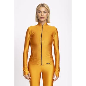 Jaqueta Feminina Fitness Corta Vento Dourada