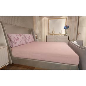 Jogo de Lençol Zono Enxovais Cama Casal Full 3 Peças Malha 100% Algodão Rosado Estampado