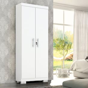 Armário Multiuso 2 Portas com Chave Astilbe Espresso Móveis Branco