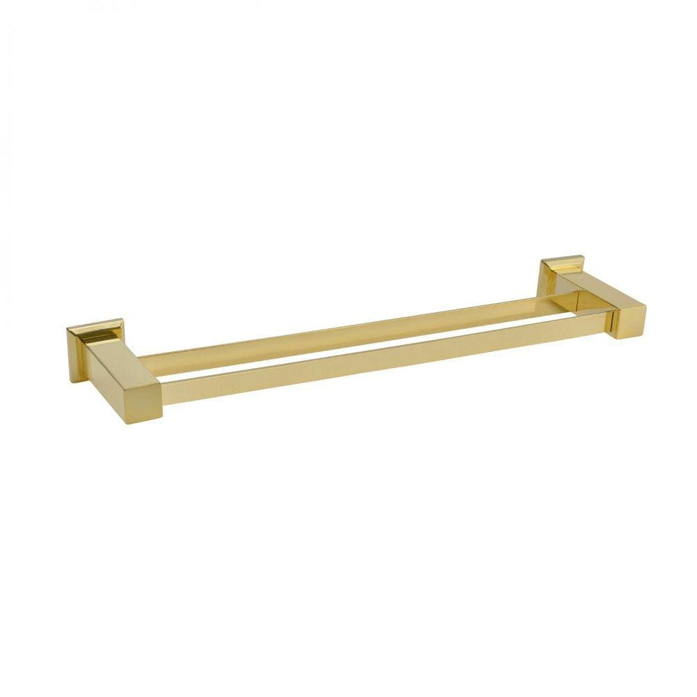 Porta Toalha de Banho Duplo em Aço Inox Gold Ducon Metais Dourado