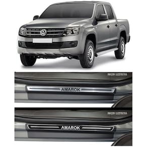 Jogo Soleira Premium Elegance Vw Amarok 2014 2015 2016 2017 2018 - 4 Portas ( Vinil + Resinada 8 Peças )