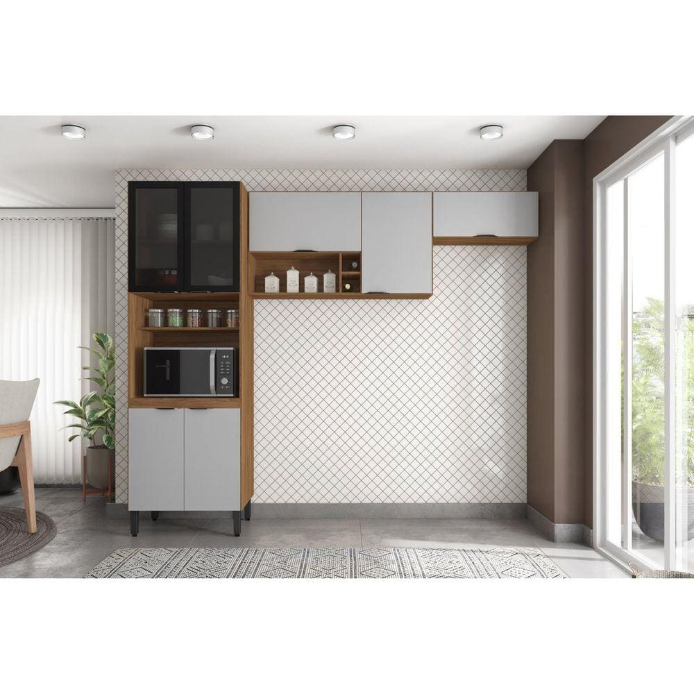 Cozinha Compacta Firenze 03 Peças 7 Portas Amendola/Nude Prime Tx