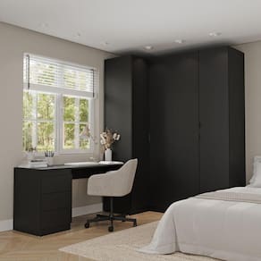 Guarda Roupa Modulado 4 Portas 3 Peças com Escrivaninha Hera CabeCasa MadeiraMadeira Preto