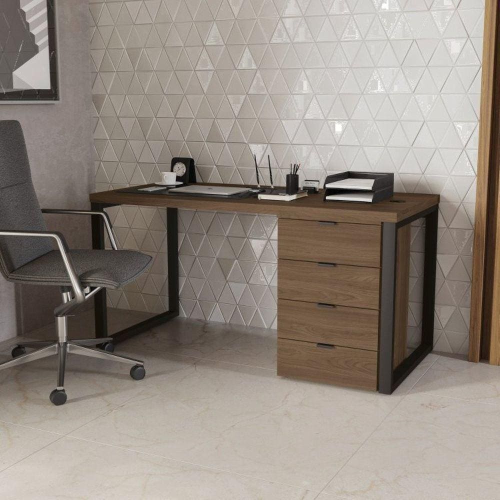 Mesa para Escritório Diretor com Gaveteiro 150cm Office Carvalho/Munique