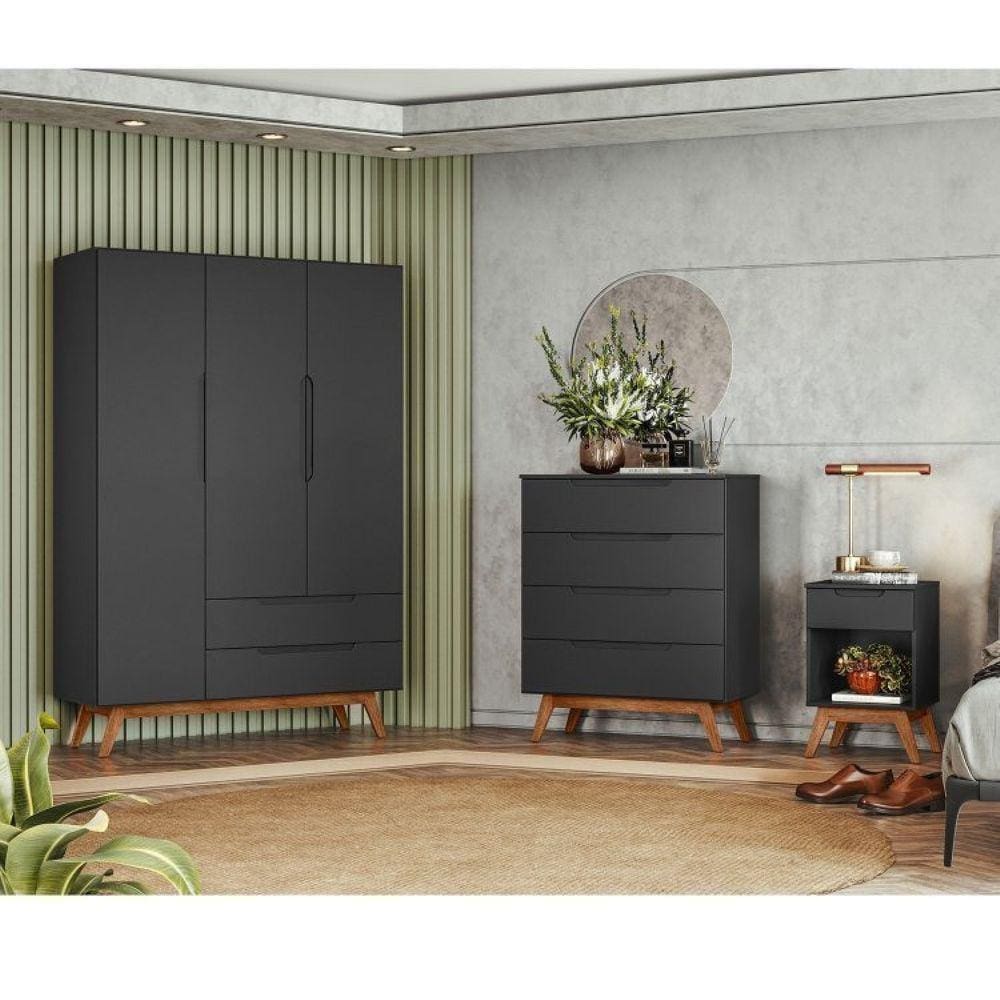 Conjunto Dormitório Retrô Sonhare Preto