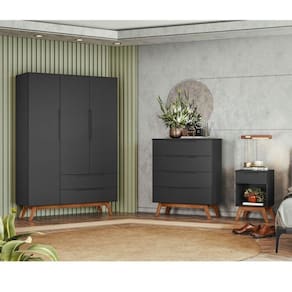 Conjunto Dormitório Retrô Sonhare Preto