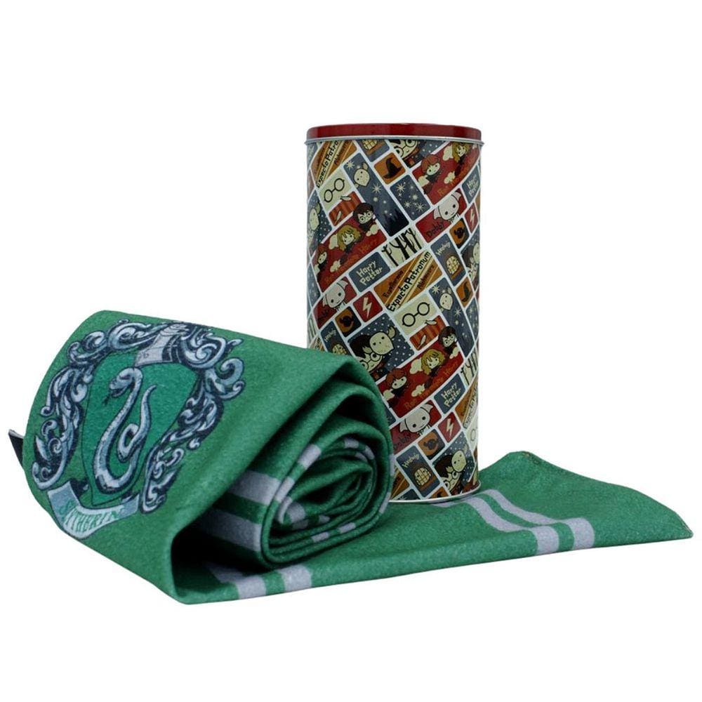 Harry Potter Cachecol + Lata Multiuso Sonserina Slytherin Verde Aveludado Oficial WB