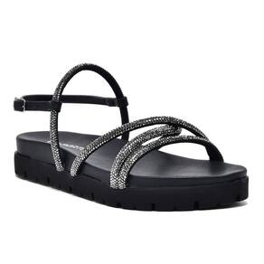 Sandália Papete Via Marte Rasteira Tira Strass Feminina 23-17203
