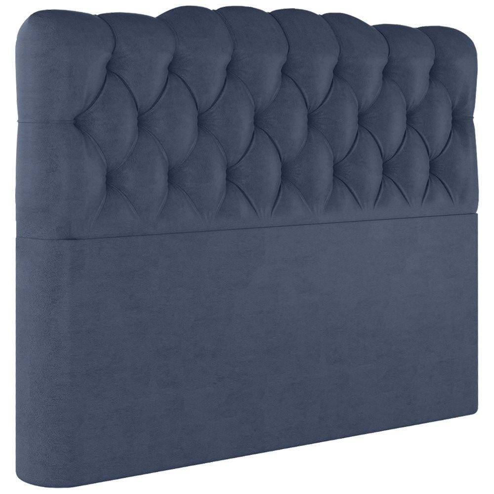 Cabeceira Casal 138 cm Milan Veludo Azul Soon