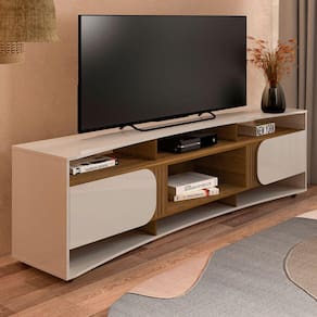 Rack para TV Até 86 Polegadas Seleto 2 Portas Off White/Pinho - Pnr Móveis