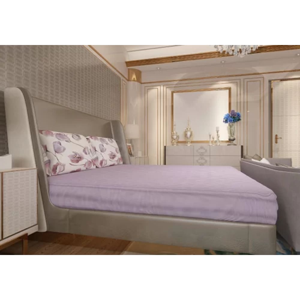 Jogo de Lençol Zono Enxovais Cama King 3 Peças Malha 100% Algodão Folhas Lilás