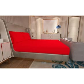 Jogo de Lençol Zono Enxovais Cama King 3 Peças Malha 100% Algodão Vermelho