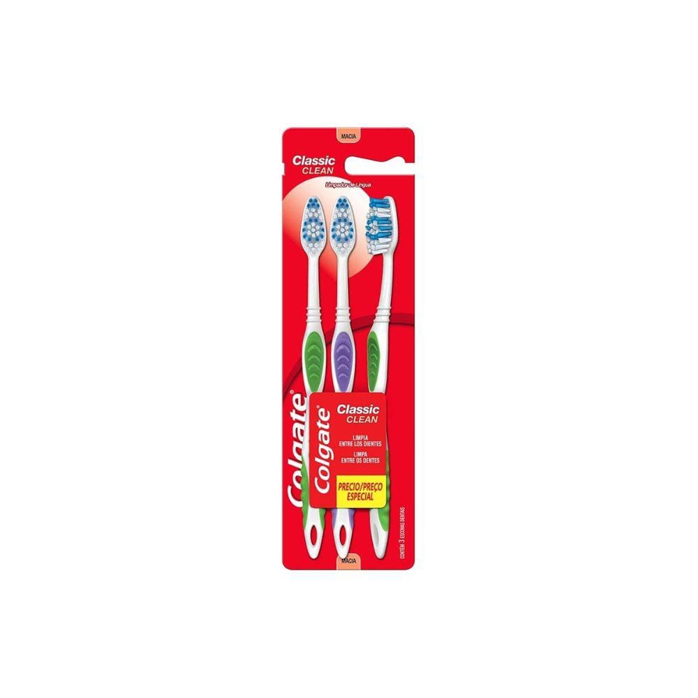 Escova Dental Colgate Classic Clean Macia com 3