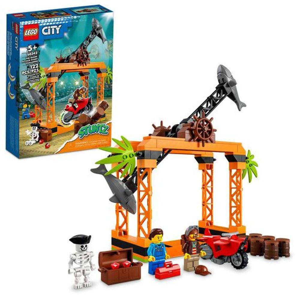 Lego city o desafio de acrobacias com ataque de tubarão (122 peças)