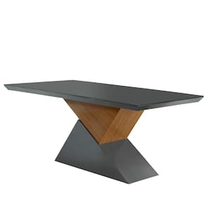 Mesa Aster 180 Cm Tampo Em MDF e Vidro Com Canto Reto