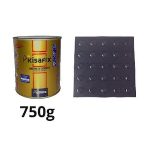 Piso Tátil Alerta Preto Pvc 25X25Cm Kit 20Pçs + 2 Cola 750G