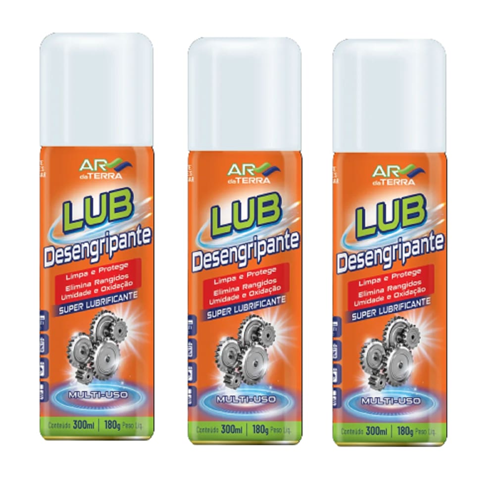 03 Óleo Desengripante e Lubrificante Lub Ar da Terra Biodegradável 300ml