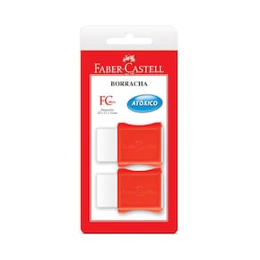 Borracha Faber-Castell Max Branca Capa Plástica Vermelha com 2 Unidades