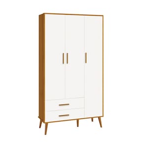 Guarda Roupa Isis Retrô 3 Portas 2 Gavetas Branco Fosco/ Savana Fosco -Reller