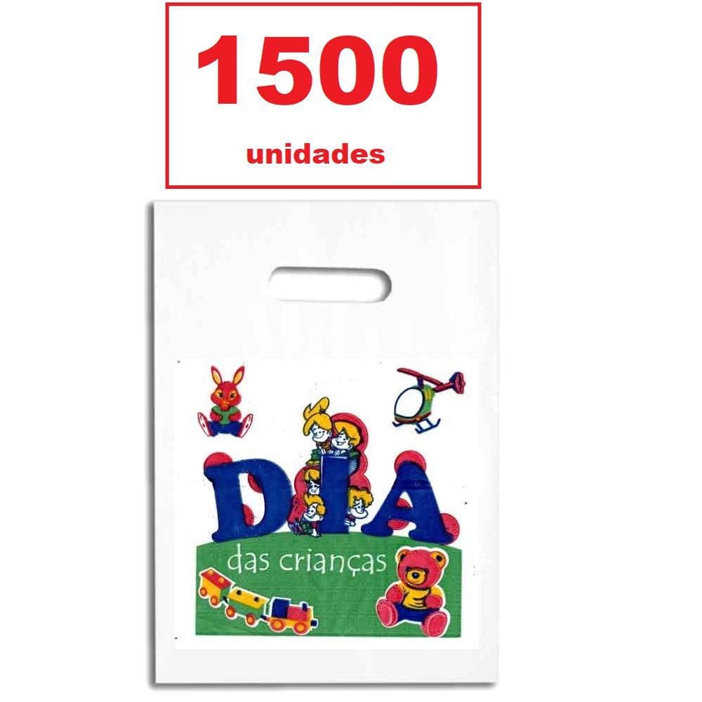 Kit 1500 Sacolinha Plástica 33x24 Dia das Crianças p/ doces