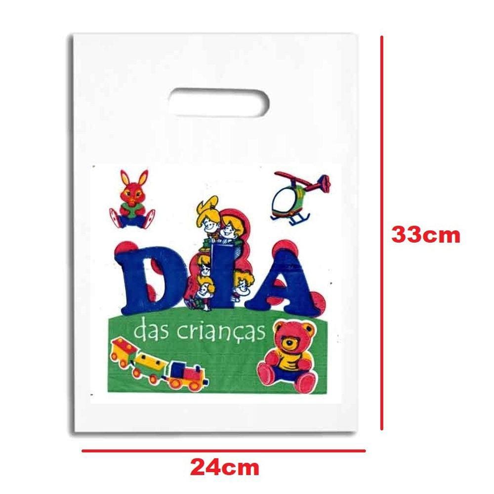 Kit 300 Sacolas Plástica p/ doces Dia das Crianças 33x24cm