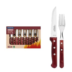 Jogo de Talheres Tramontina Jumbo Inox C/ Cabo Madeira 12pcs