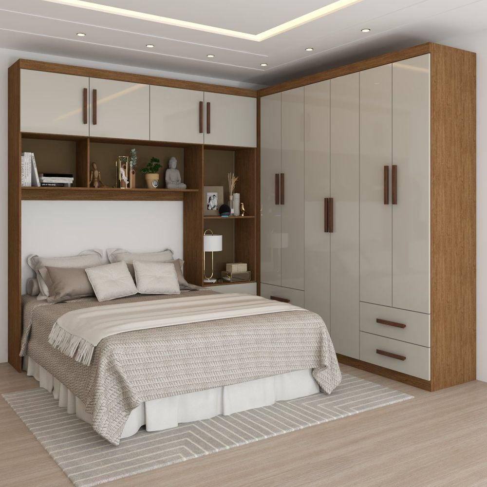 Guarda-Roupa Casal Modulado Paradise 10 Portas 6GavetasFreijó/Off White - Panorama Móveis