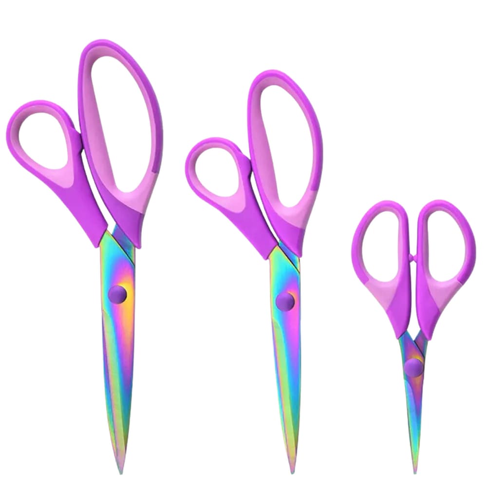 Kit 3 tesouras titânio titanium corte costura artesanato tamanhos "5.5" "8,5" "10"