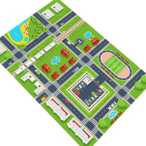 Pista Para Carrinhos Miniatura Cidade Vilarejo Lago 100x50cm