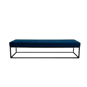 banco 2 lugares giulia veludo azul e preto 140 cm